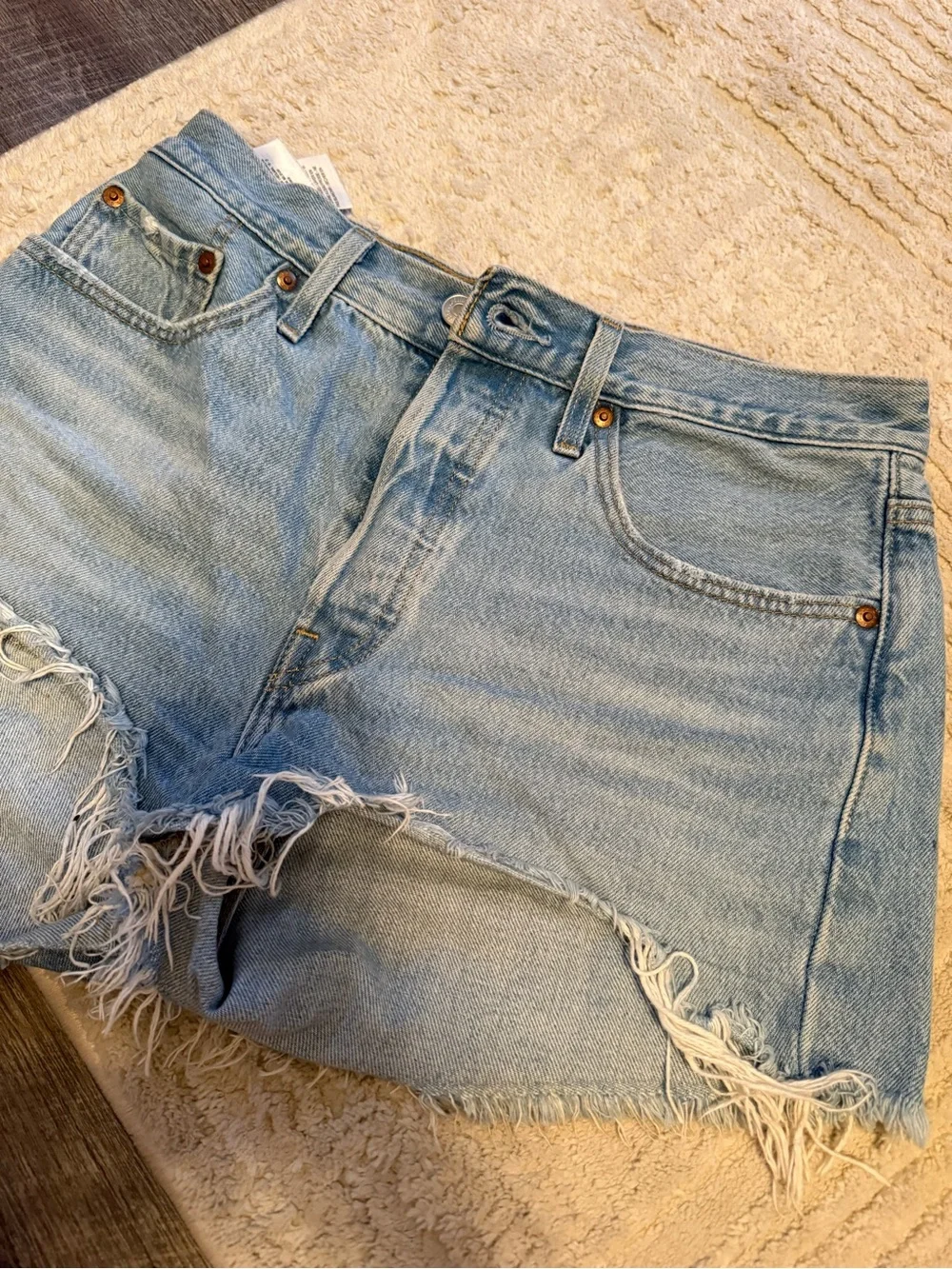 Levi's Light Blue Denim Cutoff Shorts with Raw Hem